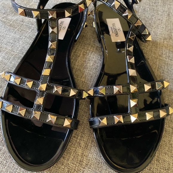 VALENTINO GARAVANI ROCKSTUD FLAT RUBBER SANDAL 38 - Picture 7 of 8